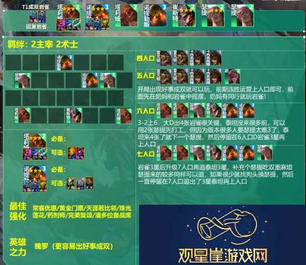 云顶之弈s9.5版本成双岩雀怎么玩